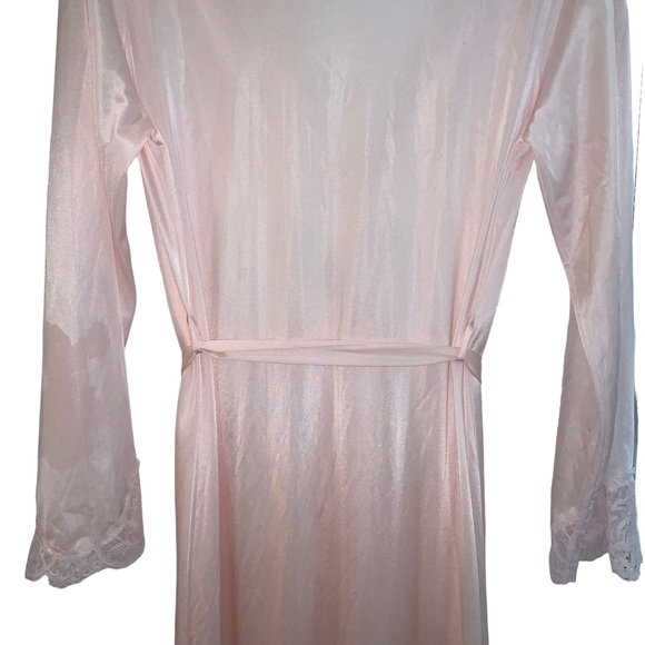 Vintage Olga Erteszek Pink Floral Lace Robe With Belt Size Medium Style 94250 - Picture 6 of 12